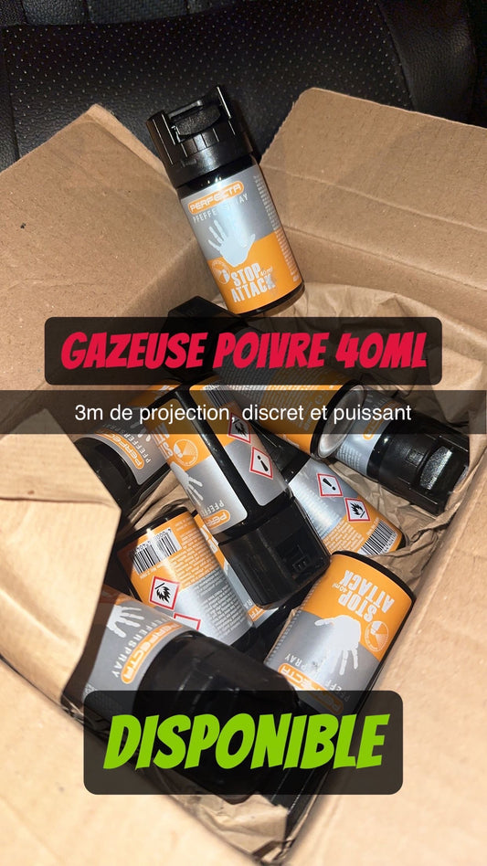 BOMBE LACRYMOGENE GAZ POIVRE - 40ML - TRES DISCRET